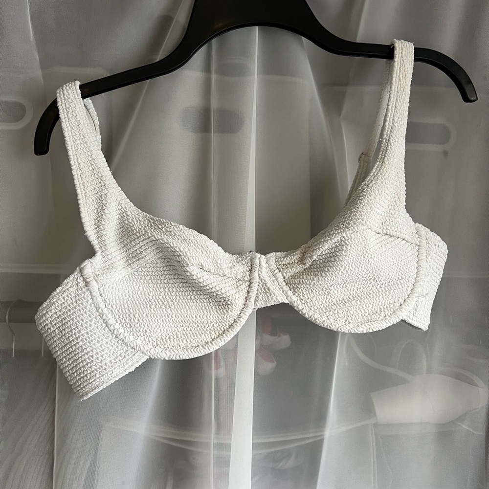 PacSun White Textured Bikini Top